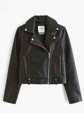 NWT Abercrombie & Fitch Women's Black Moto Leather Jacket